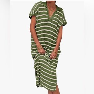 Pregnancy friendly knit striped dress